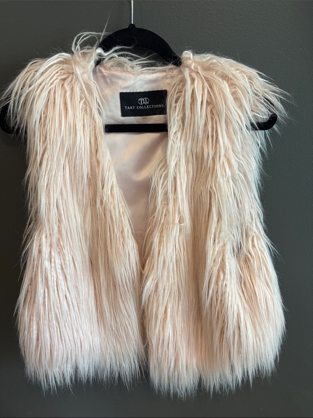 Tart Collections Long-Pile Faux Fur Vest in Pale Blush